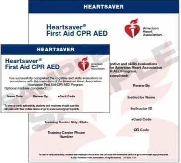 A cpr certificate and card are shown.